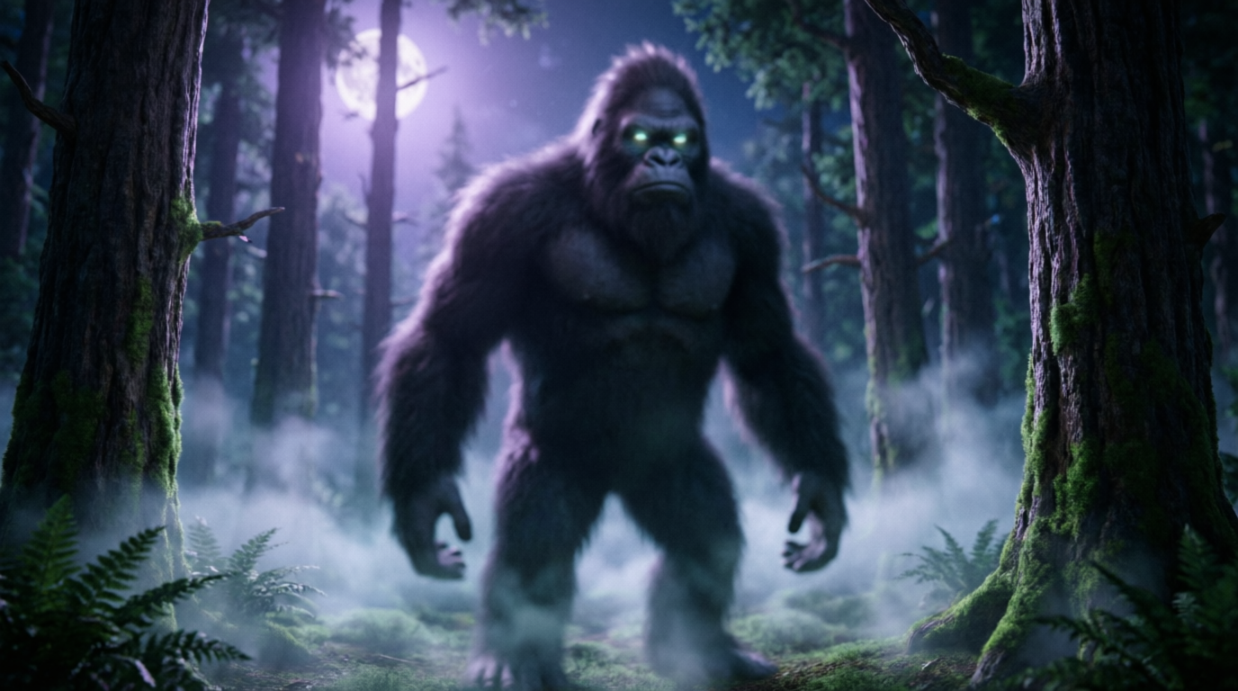 Ukryty easter egg Bigfoot w lesie Back O Beyond